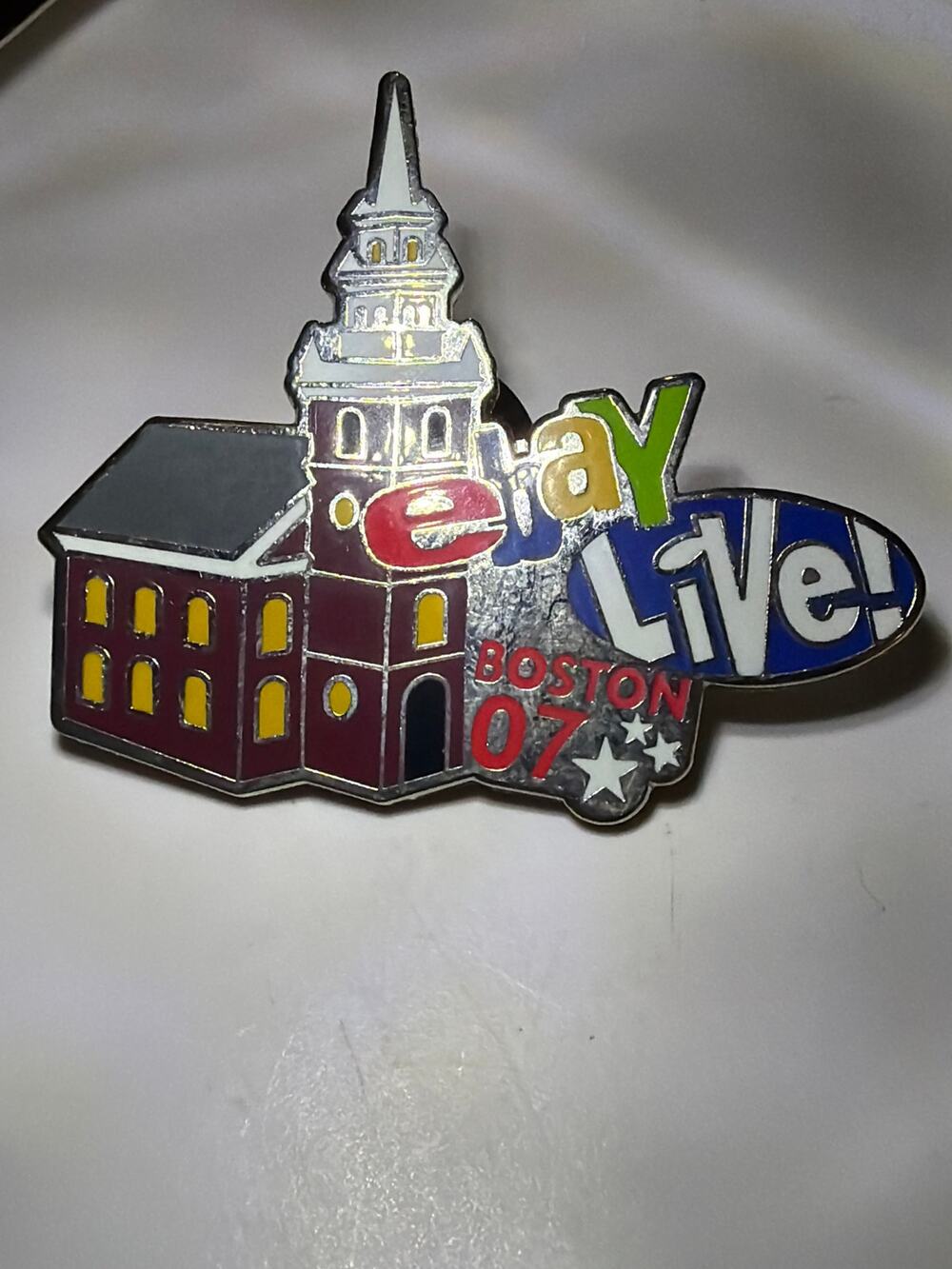 eBay Live Boston 2007 Souvenir Enamel Lapel Pin Historic Building Event Badge